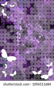 Abstract vertical background with flying butterflies and dots. Vector clip art.