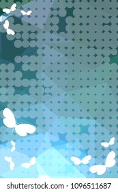 Abstract vertical background with flying butterflies and dots. Vector clip art.