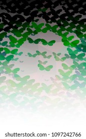 Abstract vertical background with flying butterflies. Vector clip art.