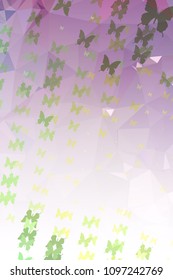 Abstract vertical background with flying butterflies. Vector clip art.