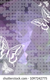 Abstract vertical background with flying butterflies. Vector clip art.