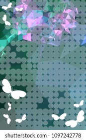 Abstract vertical background with flying butterflies. Vector clip art.