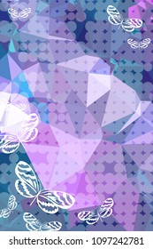 Abstract vertical background with flying butterflies. Vector clip art.
