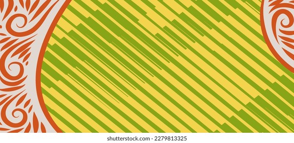 Abstract vertical background of swirl or curly curves decorative ornaments on geometrical stripes texture. 