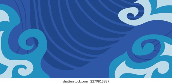 Abstract vertical background of swirl or curly curves decorative ornaments on wavy stripes texture. 