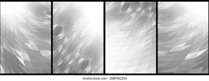 Abstract vertical banner and geometric backgrounds set with grey color tone triangles, shapes.