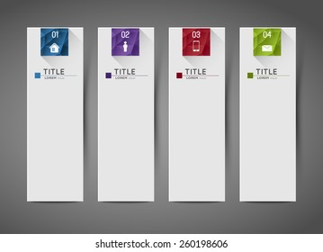abstract vertical banners with option steps and icons