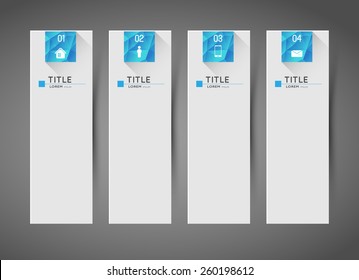 abstract vertical banners with option steps and icons