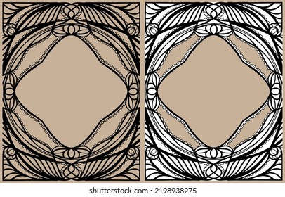 Abstract vertical black and white frame. Vector drawing made by hand. Vector illustration.