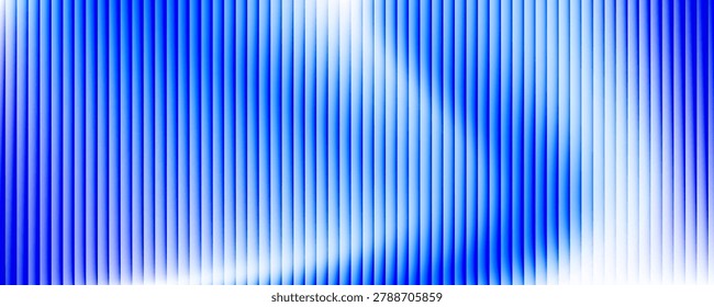 Abstract vertical blue light bar pattern background with glowing cyan center, creating a vibrant digital sound wave or equalizer effect, isolated on