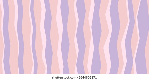 Abstrato padrão de linha em negrito vertical de forma irregular e linha em ziguezague de faixa paralela afiada. Ilustração de fundo vetor retro silenciado e estilo pastel cor groovy 1970.