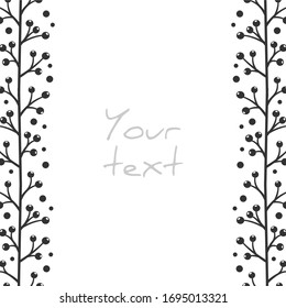 Abstract vertical borders; abstract berry frame for greeting cards, invitations, wedding cards, posters, banners, web design. Vector illustration.