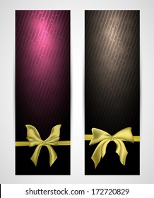 abstract vertical celebration banners with bow and ribbons