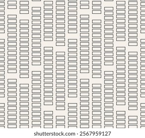 Abstract vertical columns of black line rectangles geometric seamless pattern.
