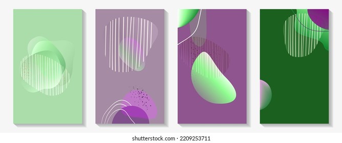 Abstract vertical covers. Modern for sale website banner, sale tag, sale promotional material vector illustration. Smooth dynamic lines in purple and green shades. Banner template design. Eps10.