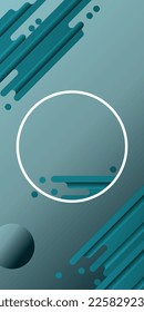 Abstract vertical dark green gradient background with circular frame and streamlined graphic elements for UI design, wallpaper, vertical banners. Vector illustration. Vertical