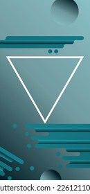 Resumen de fondo vertical de gradiente verde oscuro con marco triangular y elementos gráficos simplificados para diseño de interfaz de usuario, fondos de pantalla, banners verticales. Ilustración vectorial. Vertical