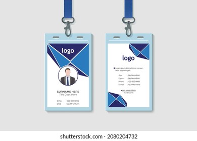 Abstract Vertical Double-sided Id Cards For Company Stuff. Flat Design Vector Illustration