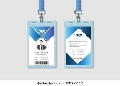 Abstract Vertical Double-sided Id Cards For Company Stuff. Flat Design Vector Illustration