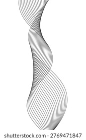 Abstract Vertical Elegant Wave Lines Vector Illustration Isolated on White Background for Modern Portrait Poster Design