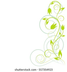 Abstract vertical floral background with place for your text. Vector branch with leaves for greeting and invitation card.