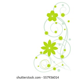 Abstract Vertical Floral Background With Place For Your Text. Vector Flower With Swirl For Greeting And Invitation Card.