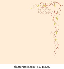 Abstract vertical floral background with place for your text. Vector Lotus flower with swirl for greeting and invitation card.