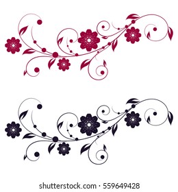 Abstract vertical floral swirl silhouette . Vector  flower background.