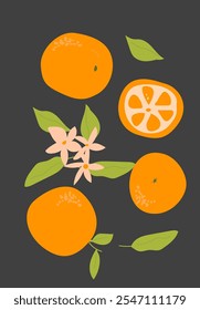 Abstract vertical fruit poster, vector flat illustration. Summer or autumn bright pattern with tropical fruit, harvest cover design. Can used for labels, market ad, posters, covers for print.