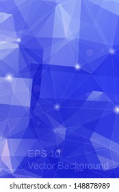 Abstract vertical geometric background, triangulation blue generic backdrop for design, colorful vector template