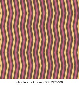 Abstract Vertical Geometric Zigzag Retro Pattern in Yellow, Brown, Red Colors. Background for Cards, Textiles, Wrapping Paper