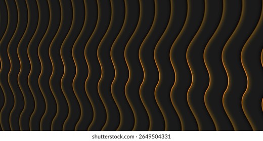 Abstract vertical golden line waves on the dark grey background