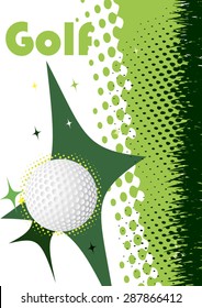 Abstract vertical golf poster.Green background