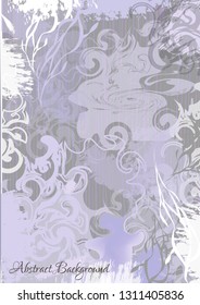 Abstract vertical gray and blue vintage curly background. Vector illustration.