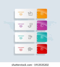 abstract vertical infographics 4 steps for business and presentation vector illustration background