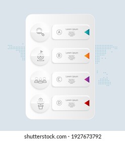 abstract vertical infographics 4 steps for business and presentation vector illustration background