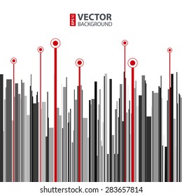 Abstract vertical infographics gray, black and red stripes and circles background. RGB EPS 10 vector illustration