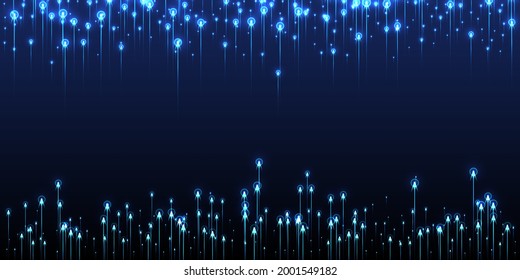 Abstract vertical line streams speed motion vector. Geometric neon blue radiance elements. Social science vertical lines visual illustration. Speed motion modern backdrop.