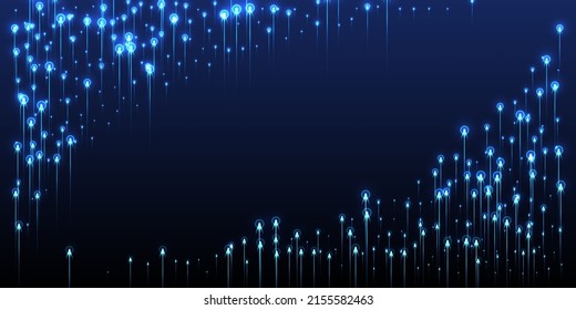 Abstract vertical line streams speed motion vector. Geometric neon blue glowing elements. Information technology vertical lines innovative design. Speed motion progressive backdrop.