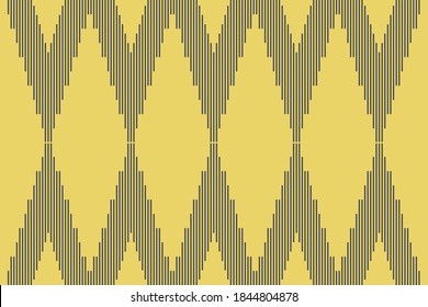 Abstract of vertical lines art of pattern vector. Design ethnic style blue on yellow background. Design print for illustration, texture, wallpaper, material, background, paper. Set 6