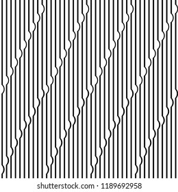 Abstract vertical lines cuts pattern vector. Design black on white background. Design print for textile, wallpaper, background. Set 1