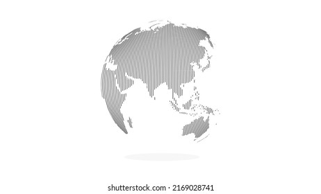 Abstract vertical lines globe earth world map vector illustration