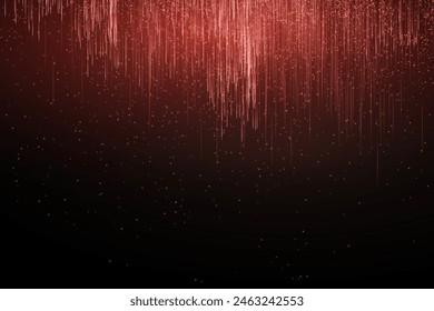 Abstract vertical lines of gold, white, red, purple, green light glow on a transparent background. Garlands hang vertically, falling confetti lights, bokeh, sparkles png.