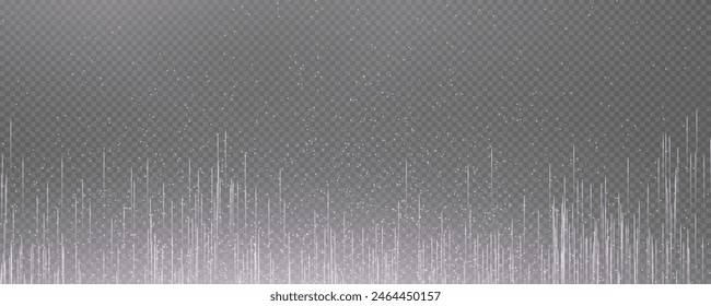 Abstract vertical lines of gold, white, red, purple, green light glow on a transparent background. Garlands hang vertically, falling confetti lights, bokeh, sparkles png.
