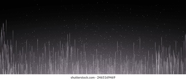 Abstract vertical lines of gold, white, red, purple, green light glow on a transparent background. Garlands hang vertically, falling confetti lights, bokeh, sparkles png.