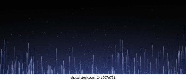 Abstract vertical lines of gold, white, red, purple, green light glow on a transparent background. Garlands hang vertically, falling confetti lights, bokeh, sparkles png.