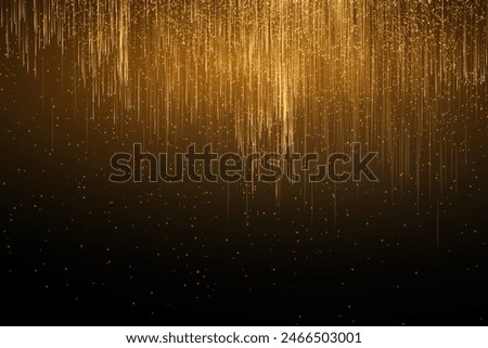 Abstract vertical lines of gold, white, red, purple, green light glow on a transparent background. Garlands hang vertically, falling confetti lights, bokeh, sparkles png.