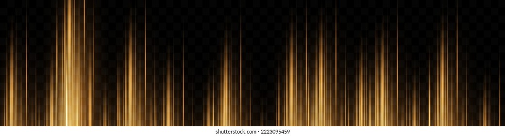 
Abstract vertical lines of golden light glow on a transparent background. Technology concept. Vector illustration