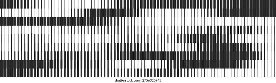 Abstract Vertical Lines Texture with Smooth Halftone Gradient. Black and White Parallel Stripe Pattern. Vector Illustration.