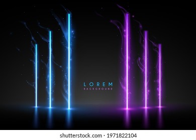 Abstract vertical neon light lamps with effects